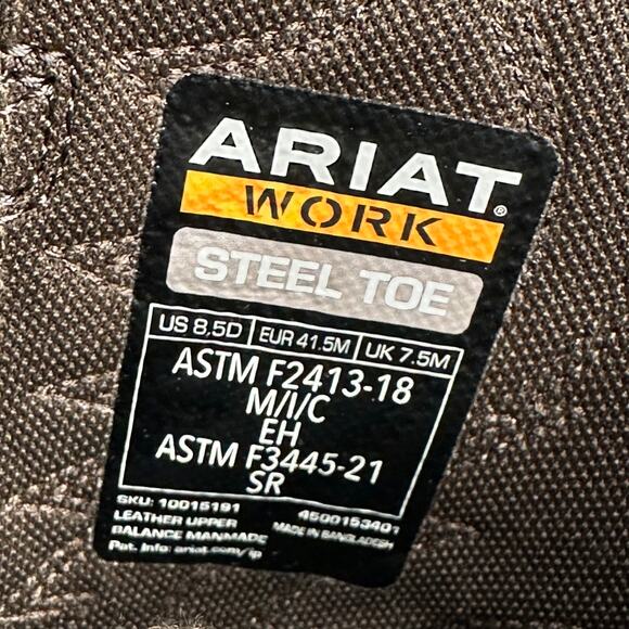 NWT Ariat Groundbreaker Men’s 8.5 EE Wide Square Toe Steel Toe Work Boots Brown - Picture 8 of 9